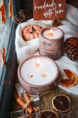Mavi Renk Soya Wax Amber Vanilya Kokulu Dekoratif Hediyelik 2li Beton Saksı