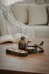 Siyak Varak Mermer Efekti Doğal Soya Tealight Vazo Hediyelik Dekoratif Mum Seti