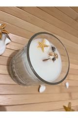 Eliysia Dekoratif Kristal Bardak İçinde Doğal Soya Lavanta Kokulu Deniz Kabuğu Hediyelik Mum