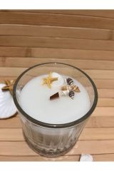 Eliysia Dekoratif Kristal Bardak İçinde Doğal Soya Lavanta Kokulu Deniz Kabuğu Hediyelik Mum