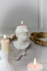 12 Cm Özel Yapım Tasarım Maskeli Büyük Boy David Büst Soya Wax Mum