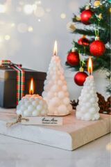 Şık Tasarım Dekoratif 3lü Kokulu Soya Wax Bubble Ağaç Seti