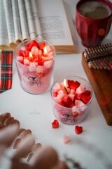 2 Adet Sevgililer Günü Özel Tasarım Kokulu Soya Wax Cam Bardak Kalp Mum Aromaterapi Hediyelik
