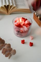 2 Adet Sevgililer Günü Özel Tasarım Kokulu Soya Wax Cam Bardak Kalp Mum Aromaterapi Hediyelik