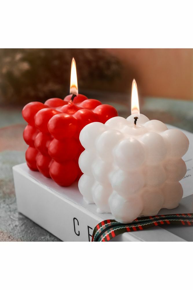Dekoratif 2'Li Beyaz Kırmız Renkli Kokulu Bubble Set