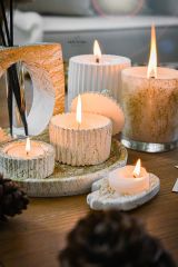 Oda Kokusu Cam ve Beton Bardak Soya Wax Tealight Mum Seti
