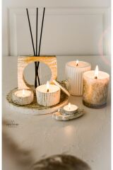 Oda Kokusu Cam ve Beton Bardak Soya Wax Tealight Mum Seti