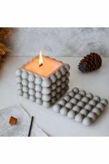 Büyük Boy Bubble Modeli Beton Soya Wax Kokulu Mum