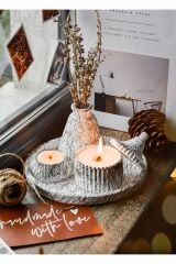 5 Parça Mermer Desen Dekoratif Beton Vazo Ve Vanilya Kokulu Soya Wax Mumluk Takımı