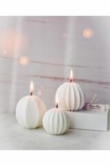 3'lü Soya Wax Kokulu Geometrik Küre Mum Seti