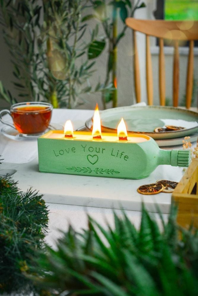 Şişe Modeli Dekoratif Soya Wax Doğal Kokulu Mum