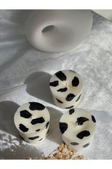 Jeane Candles Üçlü Inek Desenli Cow Print Siyah Beyaz Kokulu Mum