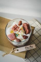 Kakao Kokulu Aromaterapi Kahve Parçacıklı Hediyelik Cupcake Mum