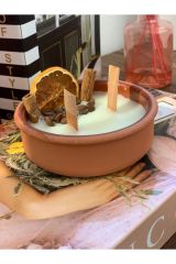 Dekoratif Portakal Tarçın Süslemeli Kokulu Çift Ahşap Fitilli Soya Mum