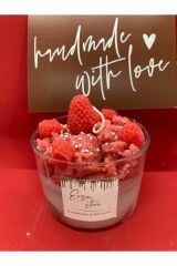 El Yapımı Candles Strawberry Cupcake Çilekli Mum Aromaterapi Kokulu Cam