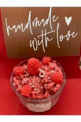 El Yapımı Candles Strawberry Cupcake Çilekli Mum Aromaterapi Kokulu Cam
