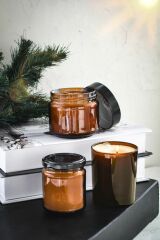 3'lü Set Mum Amber Camda Kokulu Soya Wax Mum Seti