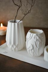 Özel Tasarım Dekoratif Vazo Kokulu Soya Mumluk Ve Tealight Beton Obje Seti Hediyelik Dekor