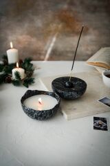 Büyük Boy Mermer Desen Tütsülük Ve Tasarım Doğal Soya Wax Mum Hediyelik Dekoratif Set