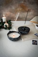 Büyük Boy Mermer Desen Tütsülük Ve Tasarım Doğal Soya Wax Mum Hediyelik Dekoratif Set