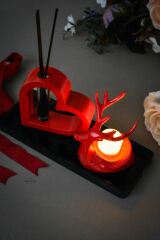 Bambu Çubuklu Oda Kokusu Tea Light Mumluk Seti Hediyelik Dekoratif