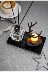 Bambu Çubuklu Oda Kokusu Tea Light Mumluk Seti Hediyelik Dekoratif
