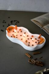 Büyük Boy Doğal Soya Wax Dekoratif Hediyelik Kokulu Ahşap Fitilli Beton Mum