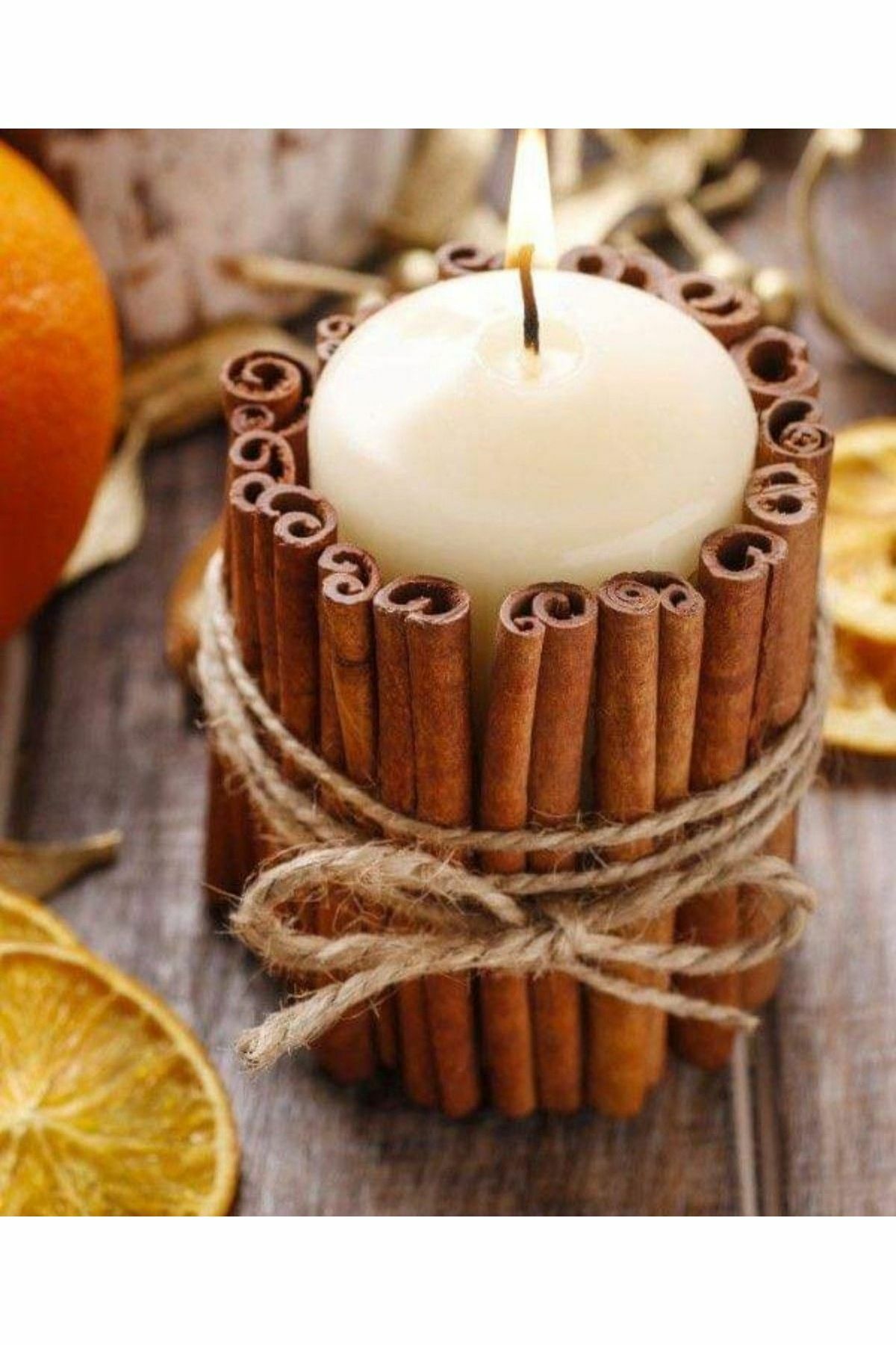 Bolluk Bereket 777 Baton Mum Tarçın Örmeli Tasarım Dekoratif Hediyelik